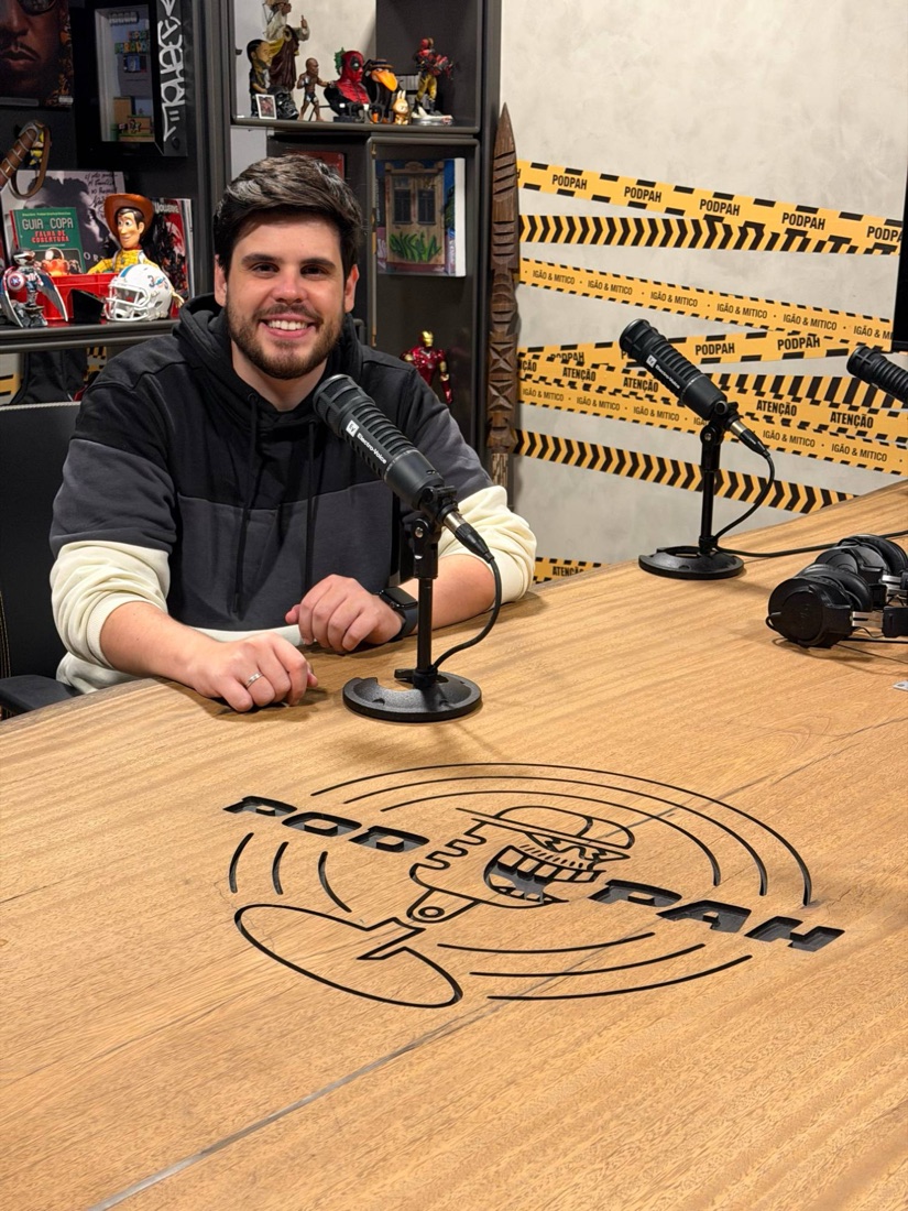 Isaac Araújo no estúdio do Podpah